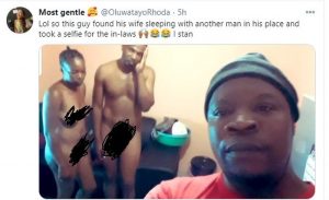 Man Catches His Wife Sleeping With Another Man; Takes A Selfie With Them (See Photos)