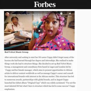 DJ Cuppy Celebrates As She Features On Forbes Magazine