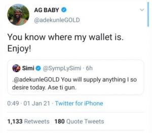 Adekunle and Simi Having Good Time On Twitter