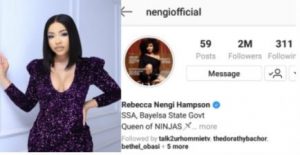 Nengi Hits 2M Followers On Instagram