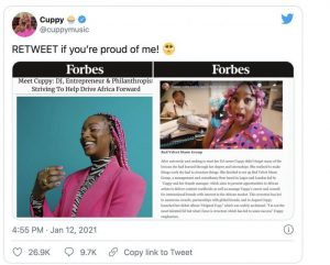 DJ Cuppy Celebrates As She Features On Forbes Magazine