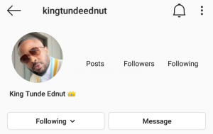 After hitting 1Million followers in 3 days, Instagram allegedly deletes Tunde Ednut’s page again