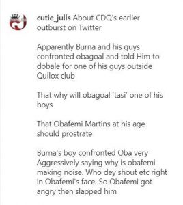 Burna Boy ‘Disrespects’ Former Super Eagles Striker, Obafemi Martins