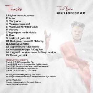 Tino Baba – Higher Consciousness Album Track List 