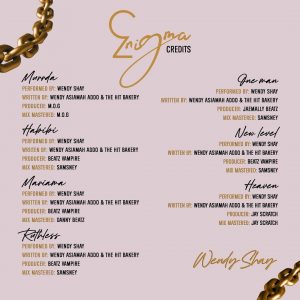 Wendy Shay Enigma EP Track List and contributor's