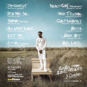 J.Derobie Grains From Love & Reality Album Track List Artwork.